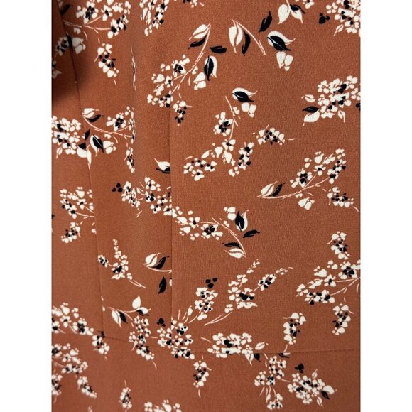 Ann Taylor Floral Flutter Sleeve Career Midi Dress Rouge White Black Size 10 EUC - Picture 4 of 11